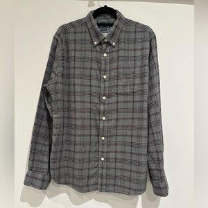 Grayers Men’s Gray Flannel Plaid Button Down Shirt, Size L, VGUC